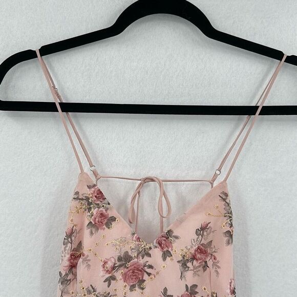 Lucy in the Sky Pink Floral Print Tie-Back Mini Dress Small - Picture 7 of 11